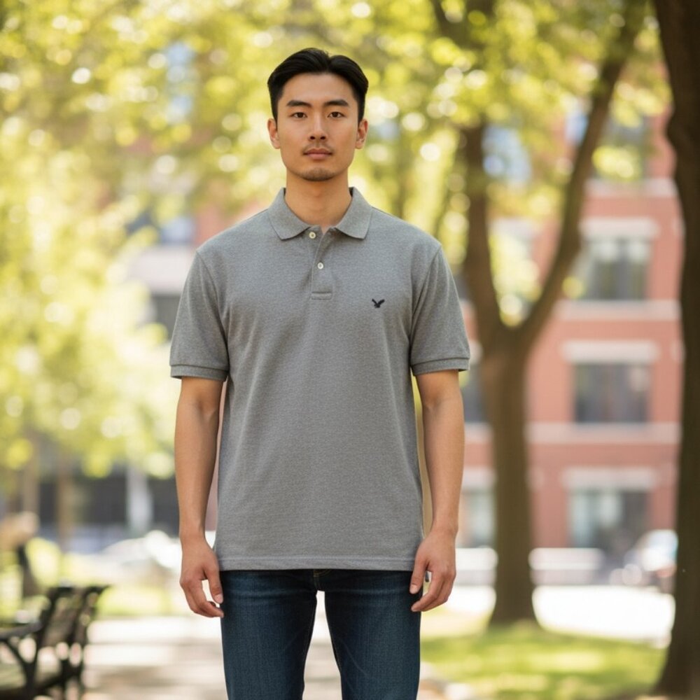 Men's‎ American Eagle Gray Polo Shirt Size Large